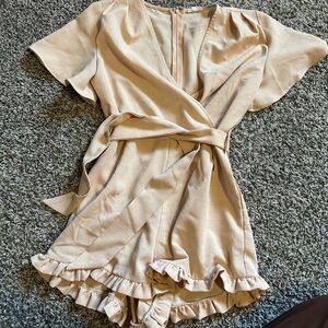 Chic Light Pink Wrap Jumpsuit